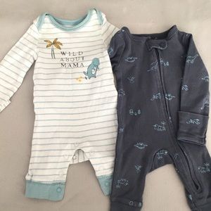 Dinosaur Playsuits - Set of 2